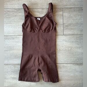 Brown Women One-Piece Sleeveless Bodysuit